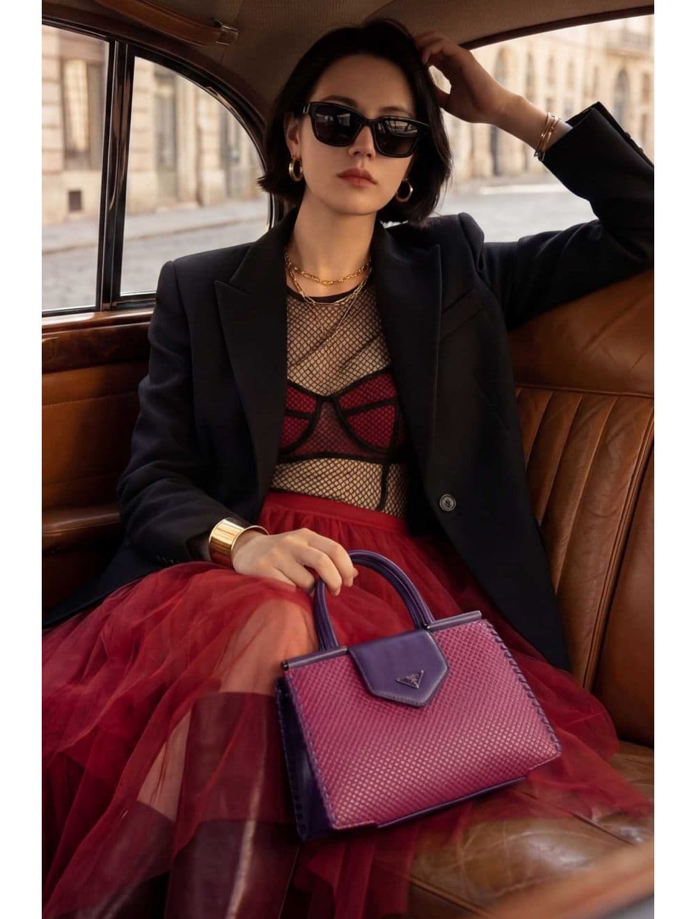 Sac à Main Effet Tressé 25B-6367-Violet — vue 6