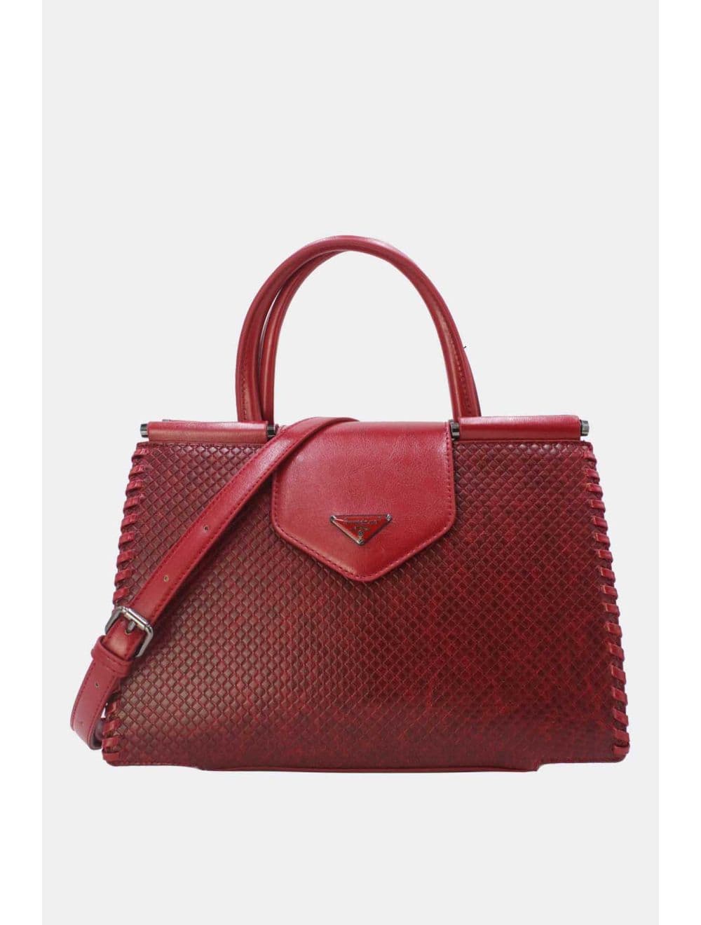 Sac à Main Effet Tressé 25B-6367-Burgundy
