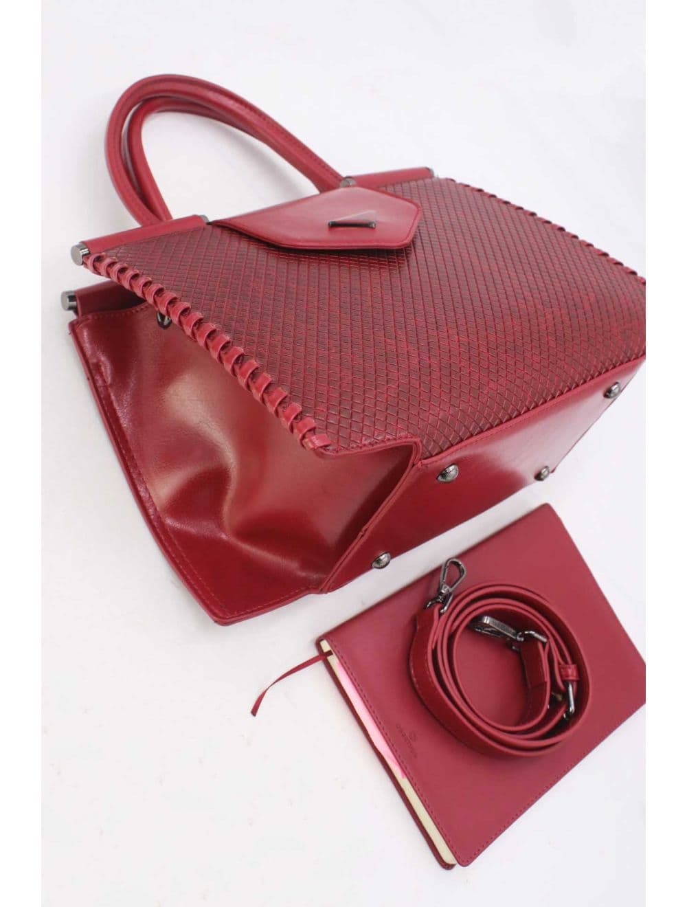 Sac à Main Effet Tressé 25B-6367-Burgundy — vue 4