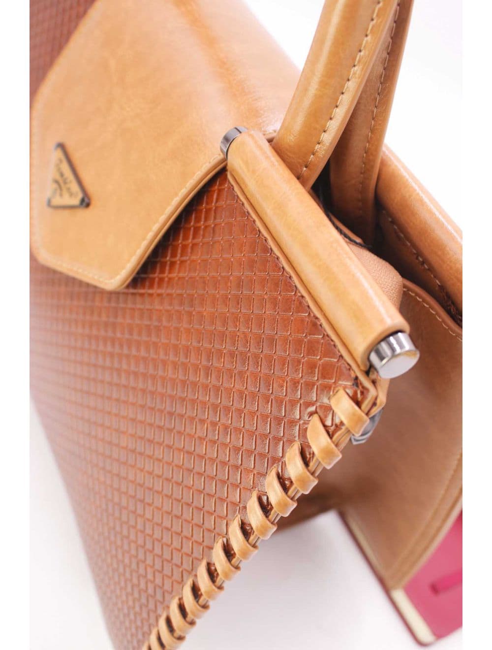 Sac à Main Effet Tressé 25B-6367-Apricot/Coffee — vue 5