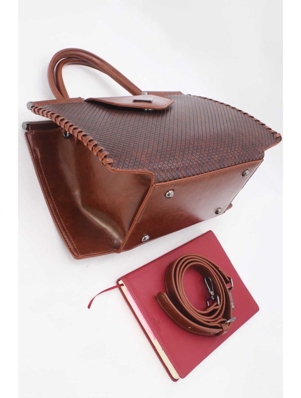 Sac à Main Effet Tressé 25B-6367-Café — vue 4