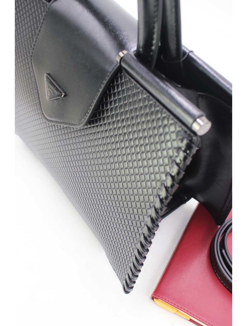 Sac à Main Effet Tressé 25B-6367-Noir — vue 5