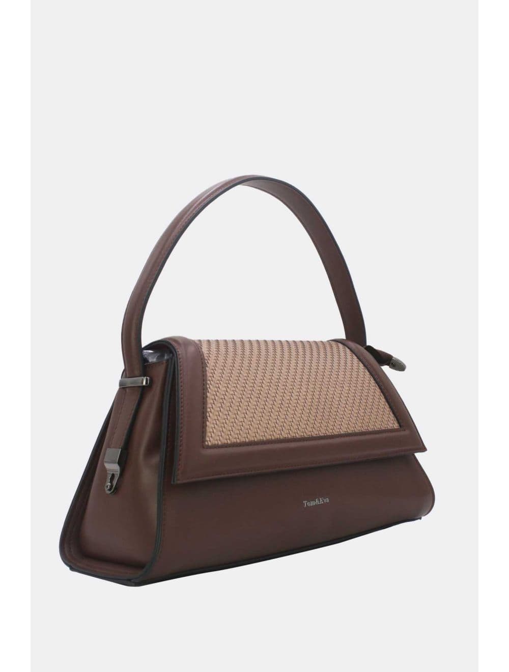 Sac Porté Épaule à Rabat Tressé 25B-6240-Coffee/Apricot — vue 2