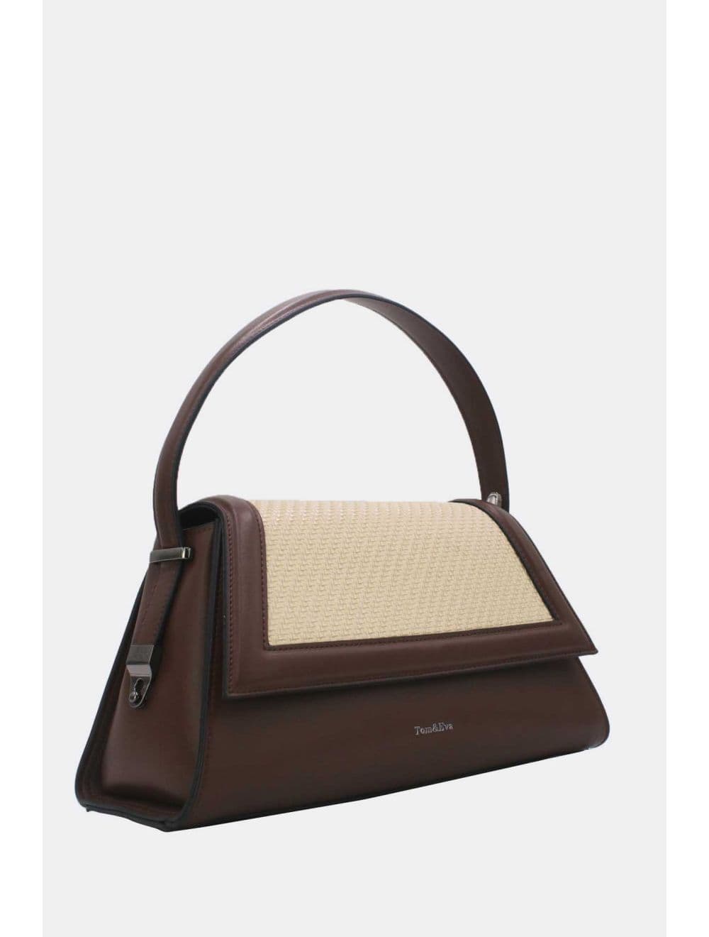 Sac Porté Épaule à Rabat Tressé 25B-6240-Coffee/Beige — vue 2