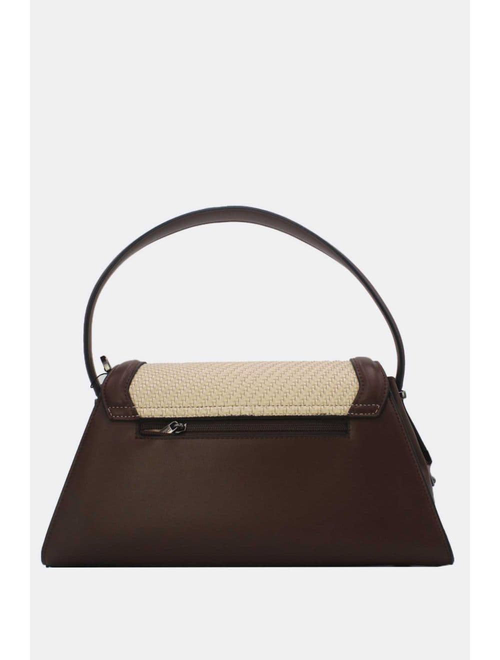 Sac Porté Épaule à Rabat Tressé 25B-6240-Coffee/Beige — vue 3
