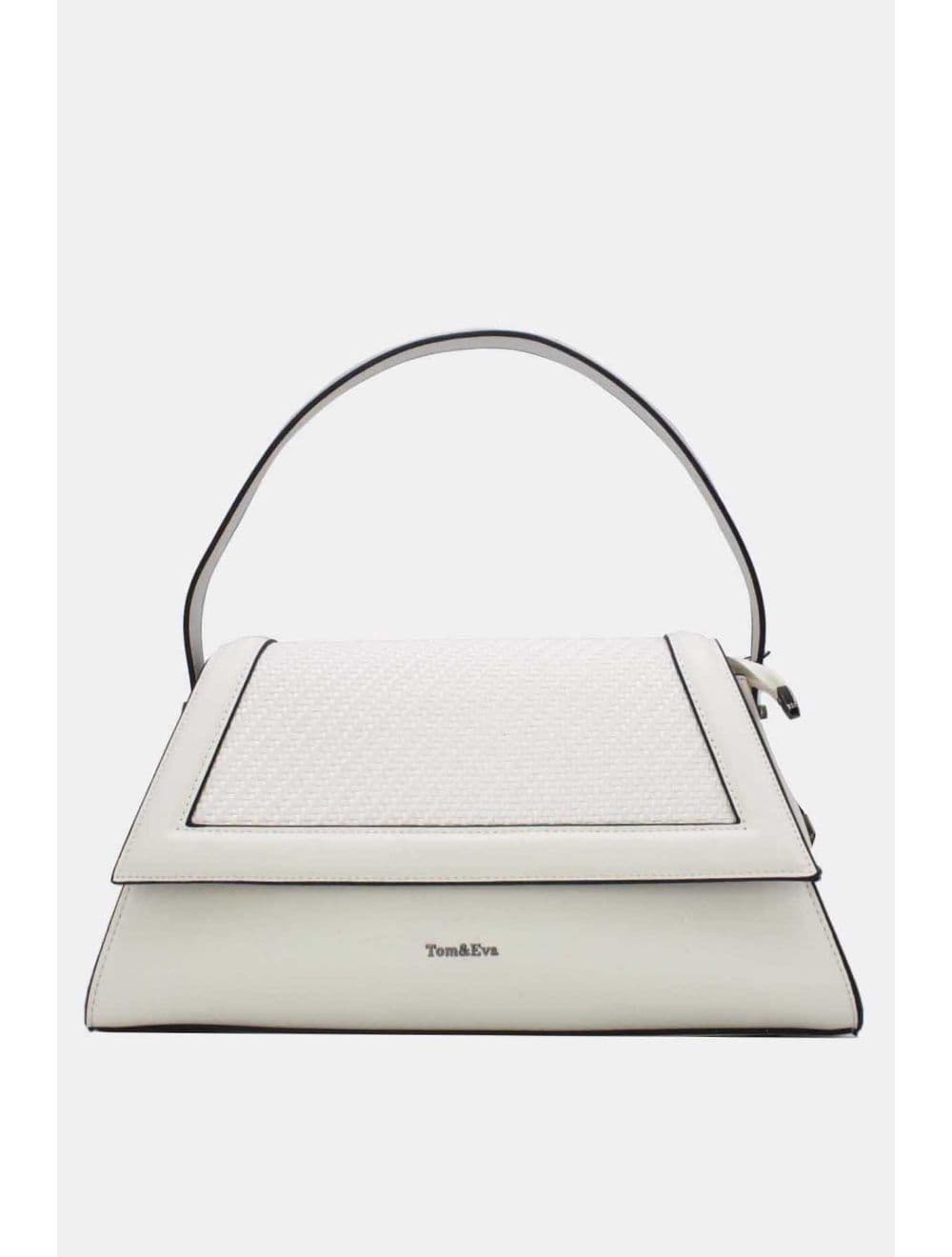Sac Porté Épaule à Rabat Tressé 25B-6240-Blanc