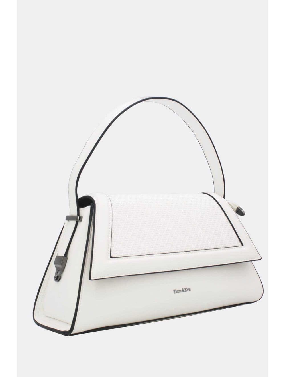 Sac Porté Épaule à Rabat Tressé 25B-6240-Blanc — vue 2