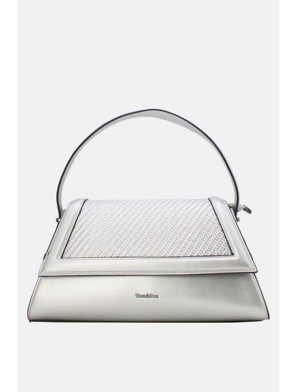Sac Porté Épaule à Rabat Tressé 25B-6240-Argenté