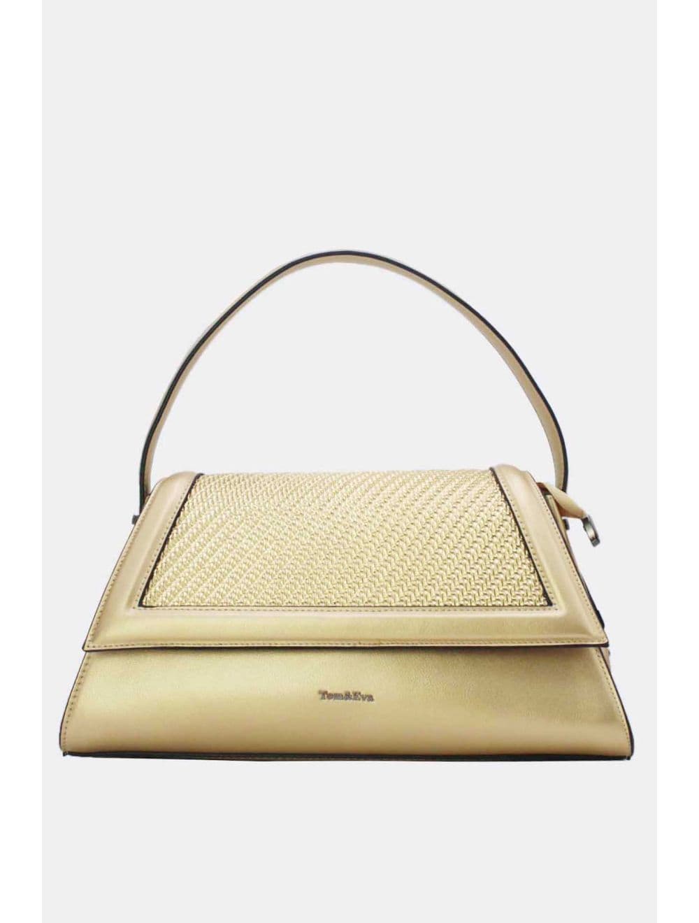 Sac Porté Épaule à Rabat Tressé 25B-6240-Dorée