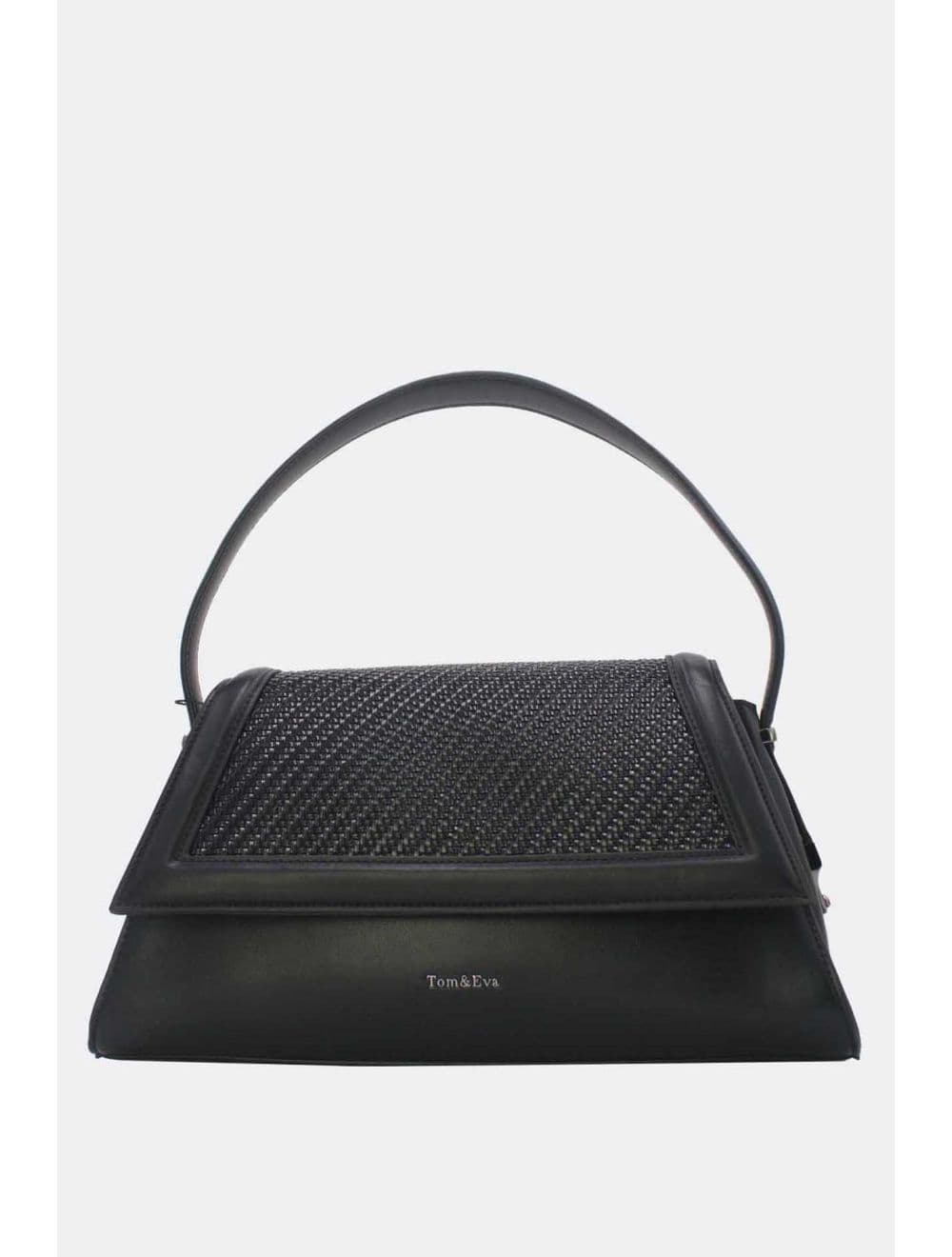Sac Porté Épaule à Rabat Tressé 25B-6240-Noir