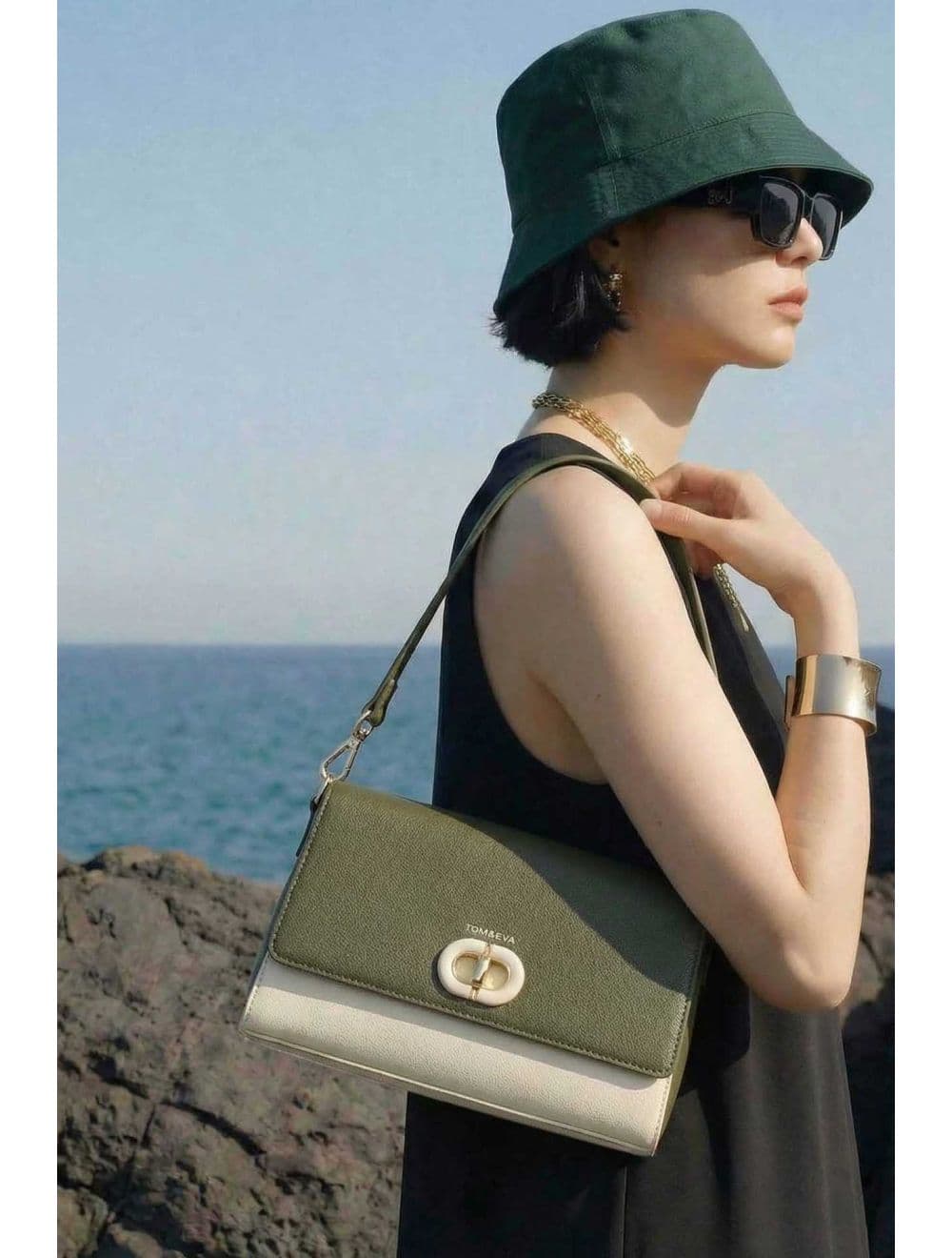 Sac Besace Minimaliste 25B-6217-Green/BE — vue 6
