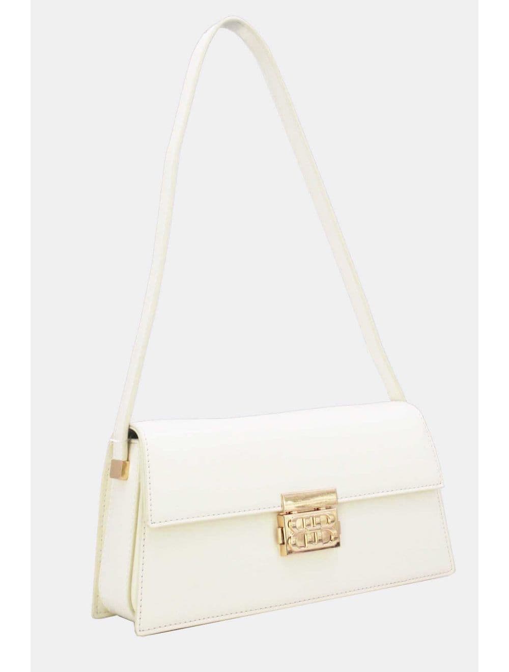 Sac Baguette Porté Épaule Effet Cuir Lisse Minimaliste 25P-6357-Blanc — vue 2