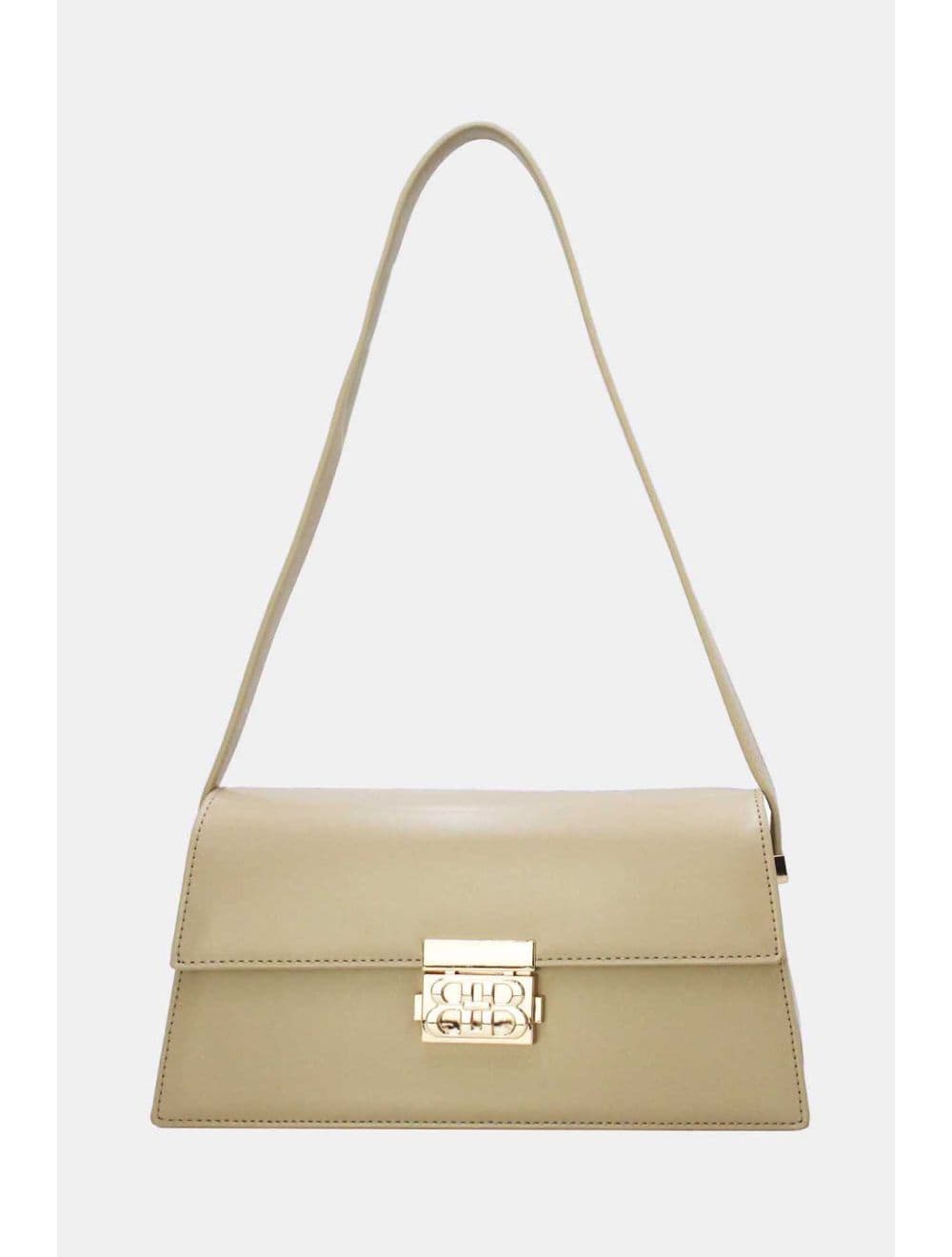 Sac Baguette Porté Épaule Effet Cuir Lisse Minimaliste 25P-6357-Abricot