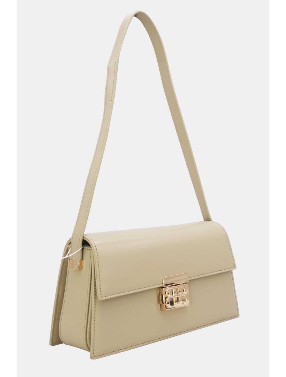 Sac Baguette Porté Épaule Effet Cuir Lisse Minimaliste 25P-6357-Abricot — vue 2