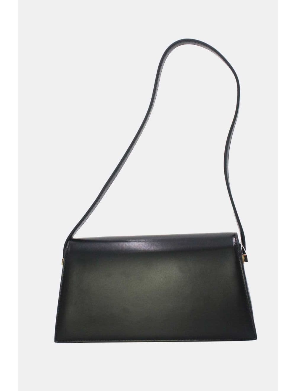 Sac Baguette Porté Épaule Effet Cuir Lisse Minimaliste 25P-6357-Noir — vue 3