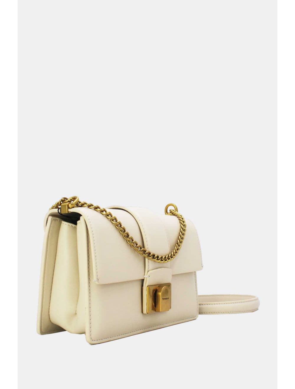 Sac à Bandoulière Effet Cuir Fermoir Bronze 25P-6340-Beige — vue 2