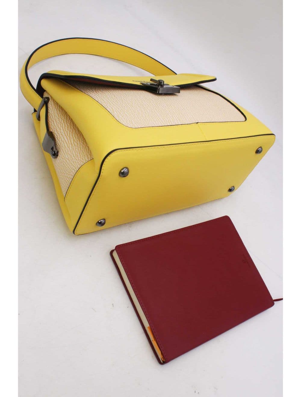 Sac Porté Épaule Bi-matière Femme 25B-6287-Jaune — vue 4