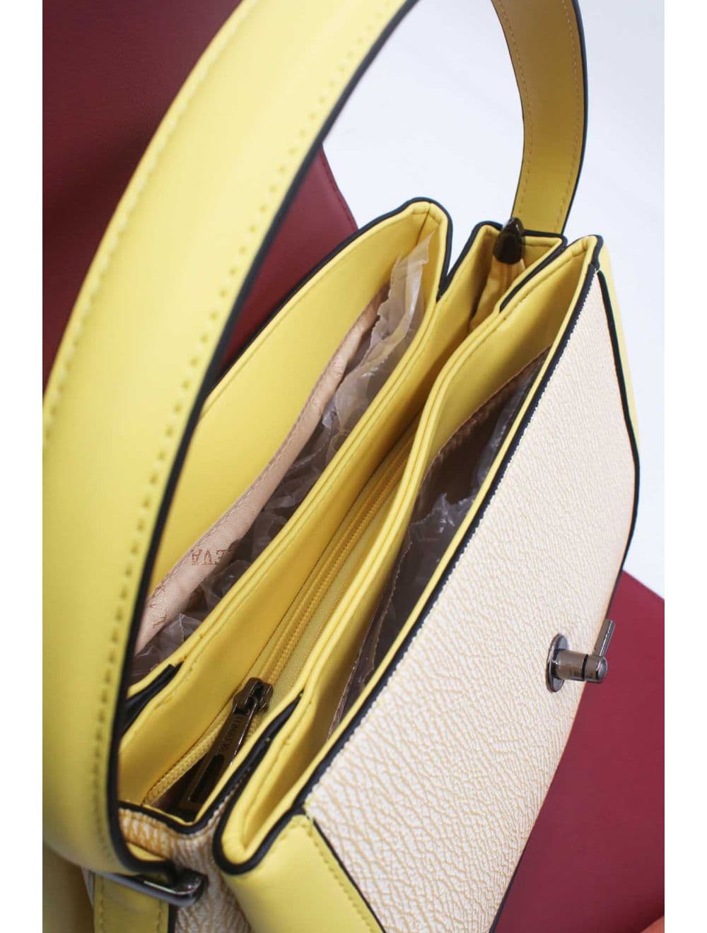 Sac Porté Épaule Bi-matière Femme 25B-6287-Jaune — vue 5