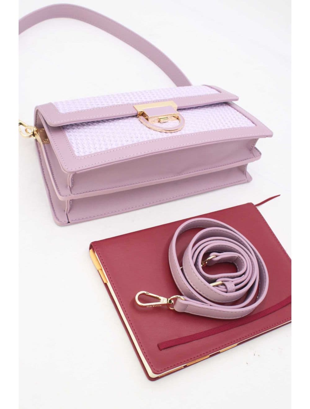 Sac Porté Épaule Effet En Paille 24P-6073-Violet — vue 4