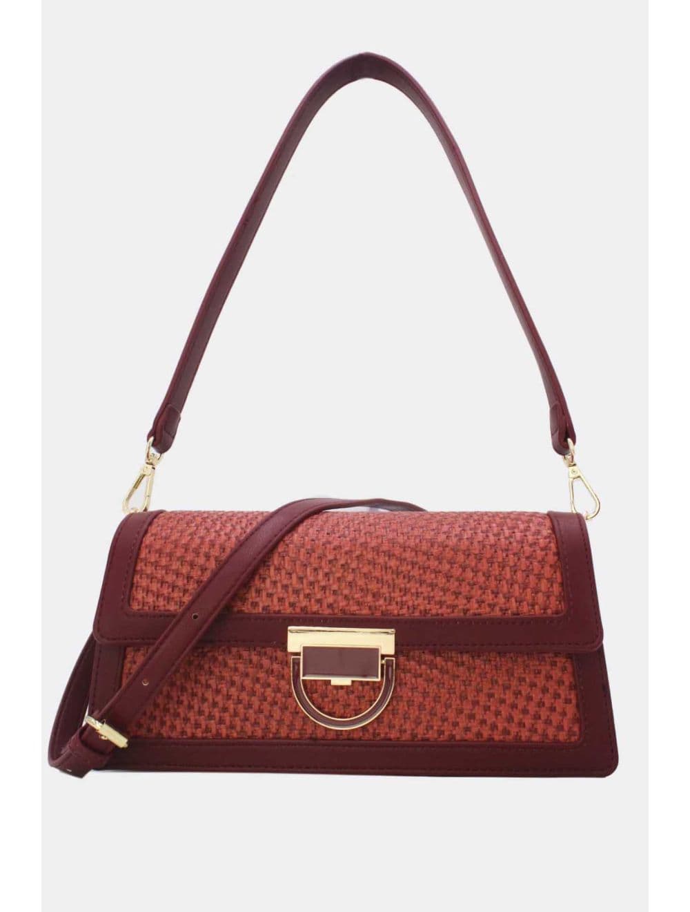 Sac Porté Épaule Effet En Paille 24P-6073-Bordeaux