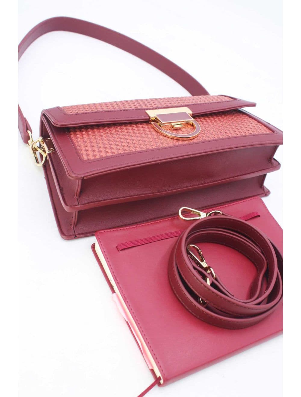 Sac Porté Épaule Effet En Paille 24P-6073-Bordeaux — vue 4