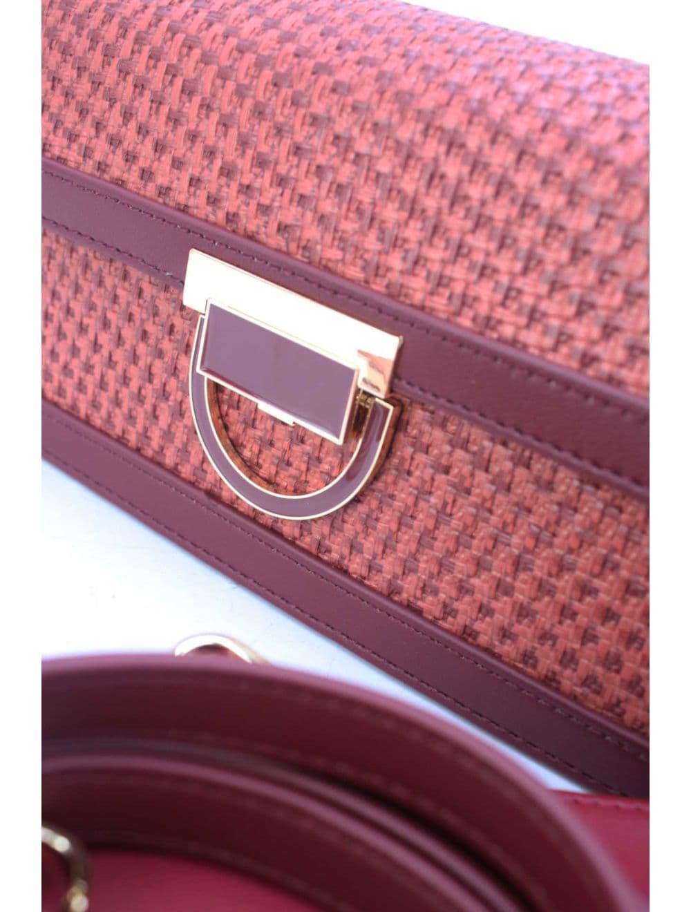 Sac Porté Épaule Effet En Paille 24P-6073-Bordeaux — vue 5