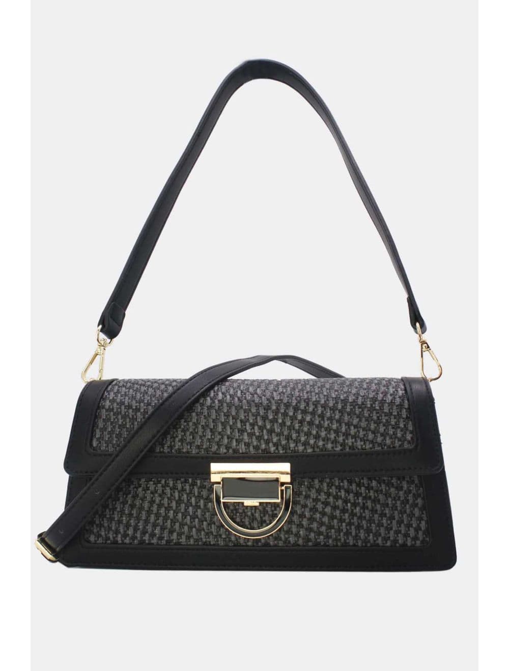 Sac Porté Épaule Effet En Paille 24P-6073-Noir