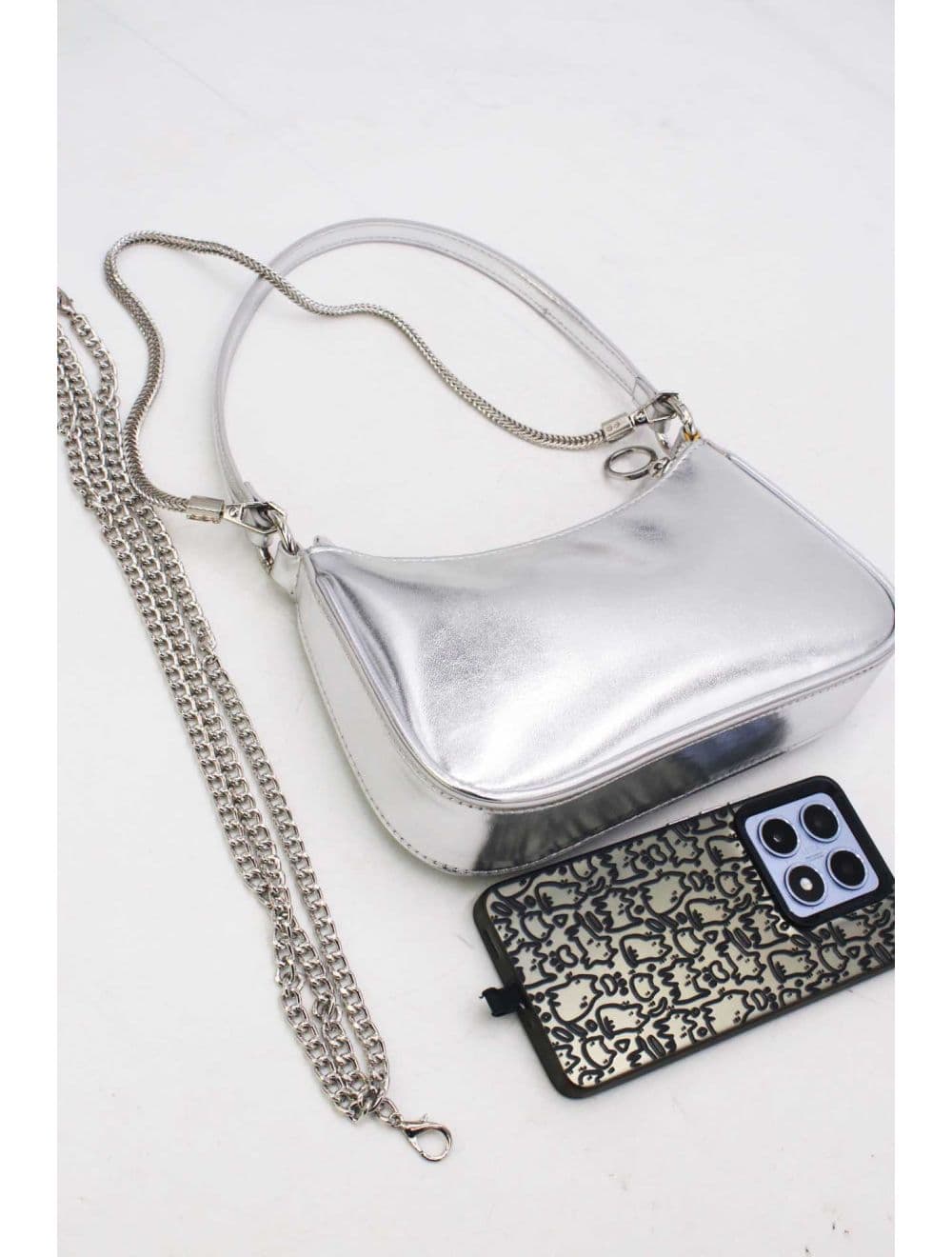 Pochette Porté Épaule Avec Chaîne 25P-6328-Argenté — vue 4