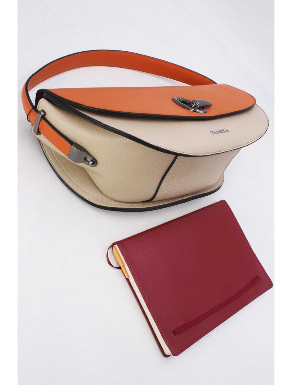 Sac Porté Épaule Bicolores Femme 25B-6299-Beige/Orange — vue 4
