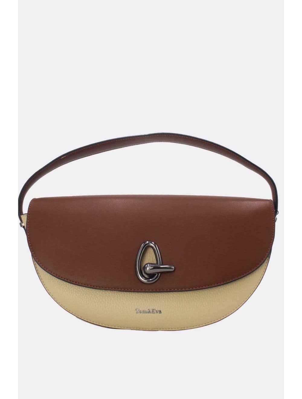 Sac Porté Épaule Bicolores Femme 25B-6299-Apricot/Coffee