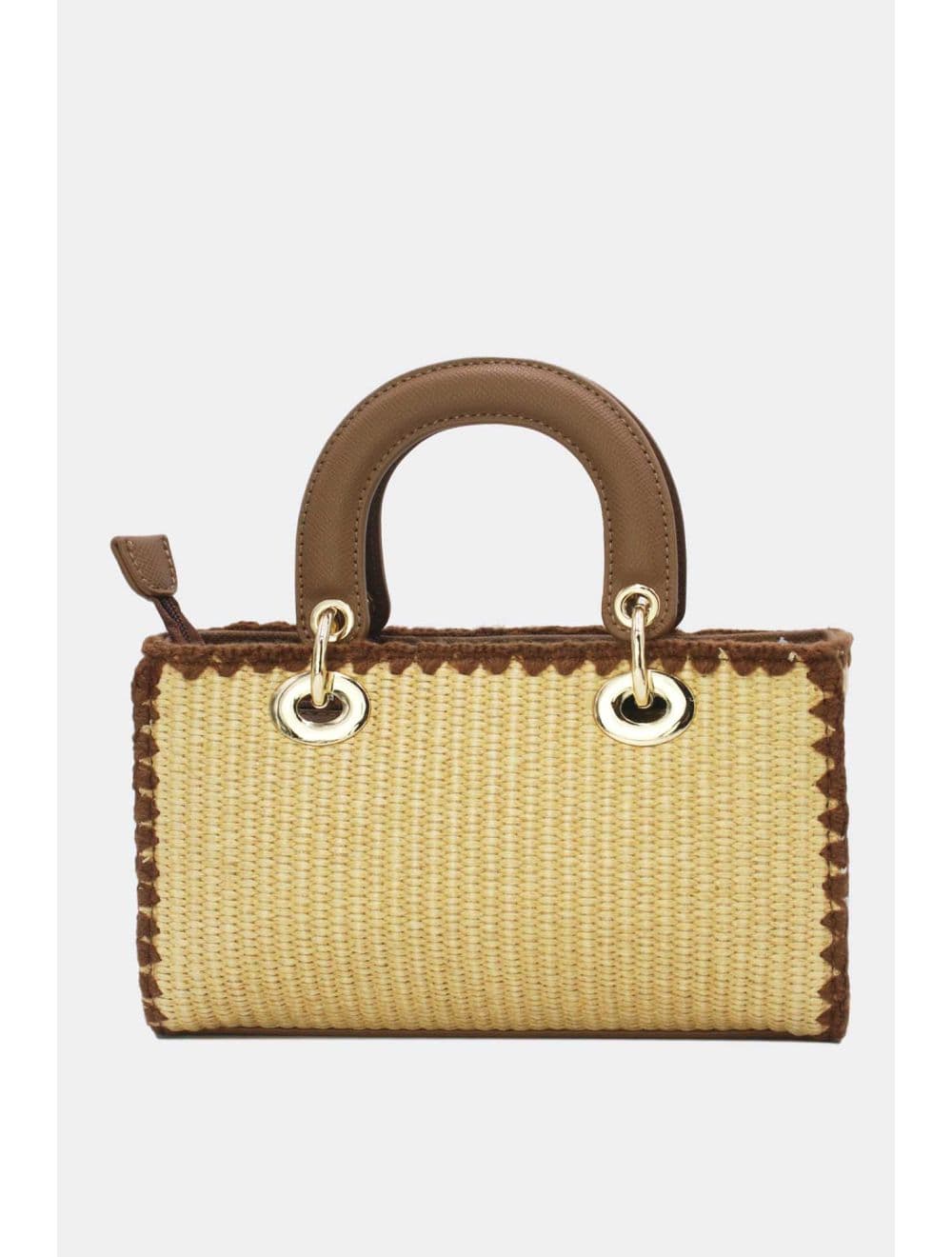 Petit Sac à Main Effet En Paille Avec Pendentif 25P-6280-Kaki — vue 3