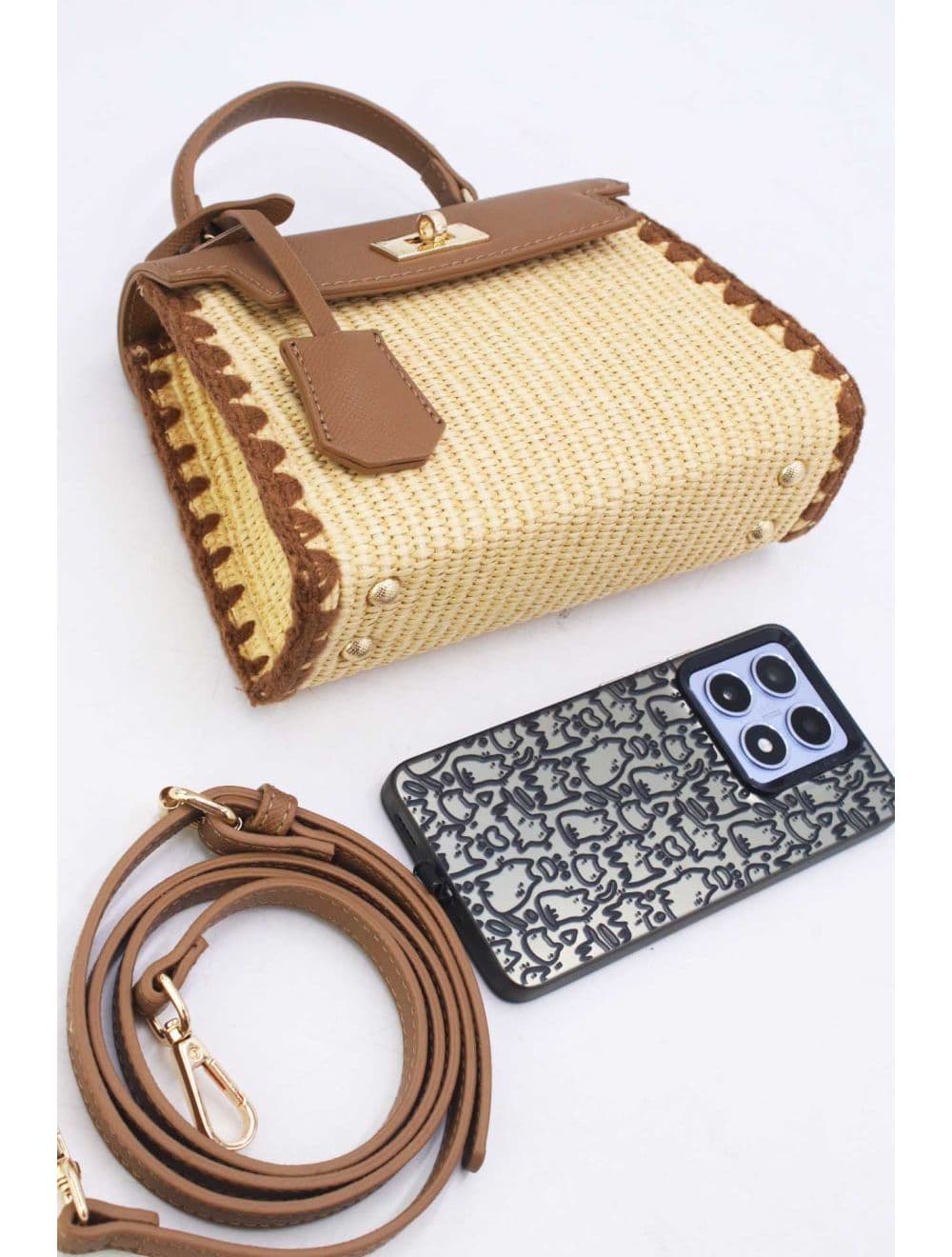Petit Sac à Main Effet En Paille 25P-6281-Kaki — vue 4