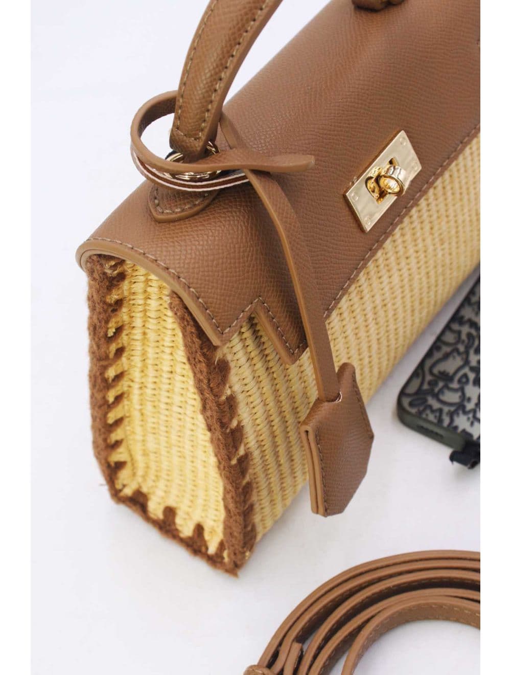 Petit Sac à Main Effet En Paille 25P-6281-Kaki — vue 5