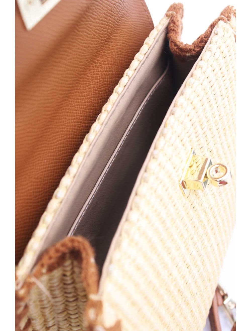Petit Sac à Main Effet En Paille 25P-6281-Marron — vue 5