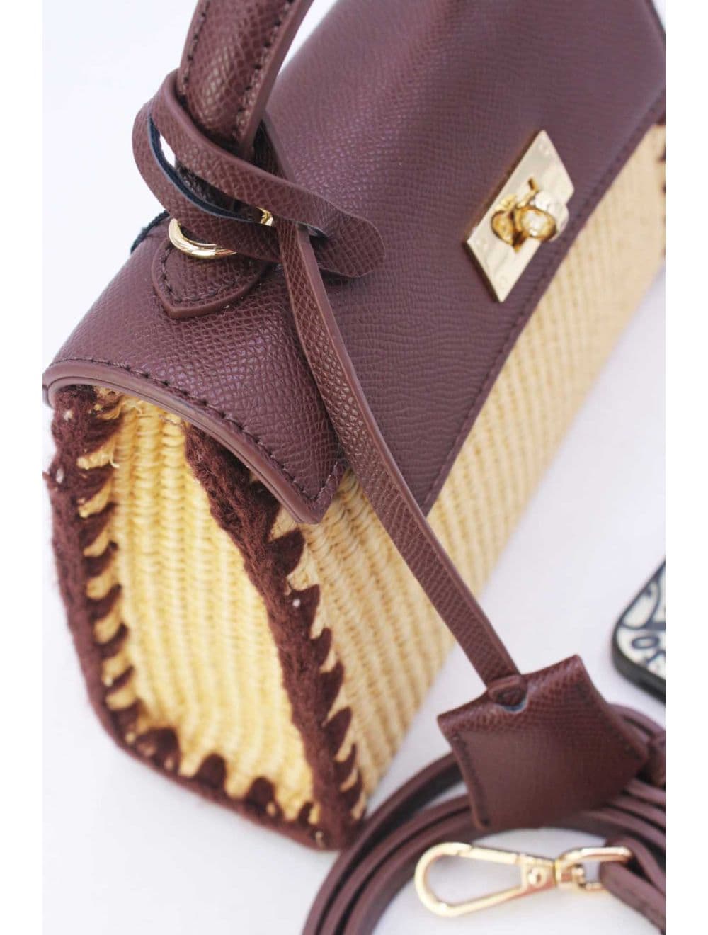 Petit Sac à Main Effet En Paille 25P-6281-Café — vue 5