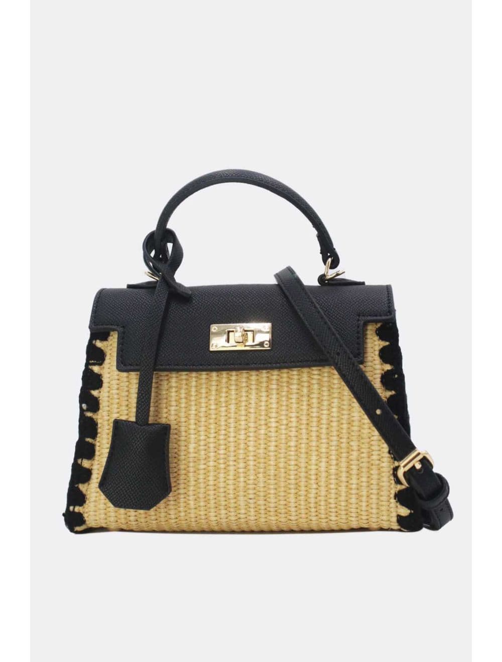 Petit Sac à Main Effet En Paille 25P-6281-Noir