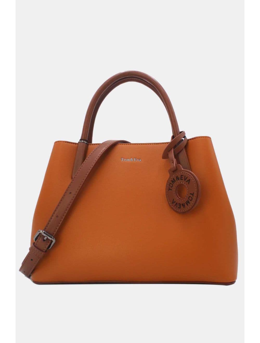 Sac à Main Effet Cuir Lisse Avec Pendentif 25B-6219-Marron