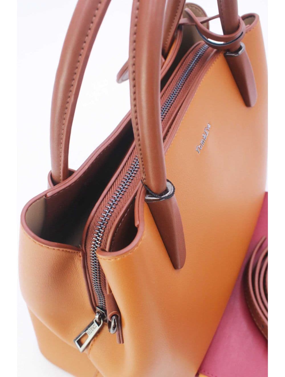 Sac à Main Effet Cuir Lisse Avec Pendentif 25B-6219-Marron — vue 5