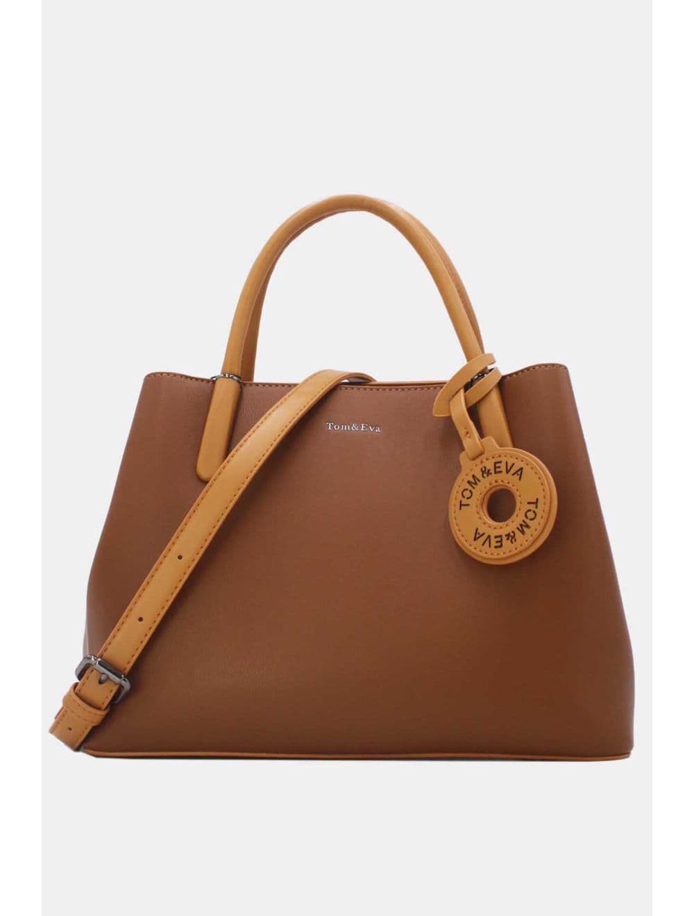 Sac à Main Effet Cuir Lisse Avec Pendentif 25B-6219-Café