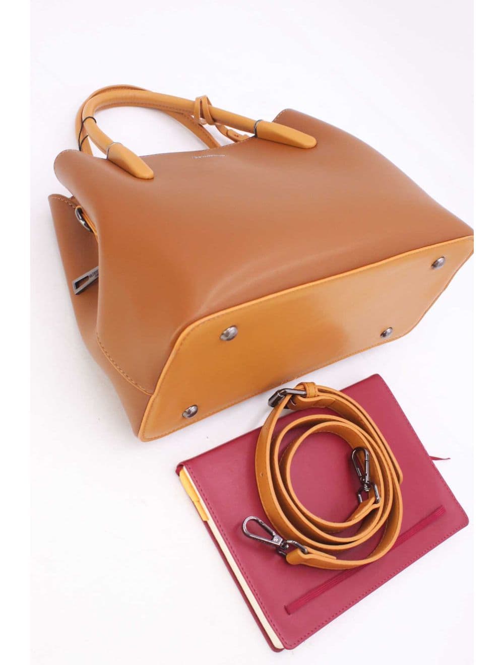 Sac à Main Effet Cuir Lisse Avec Pendentif 25B-6219-Café — vue 4