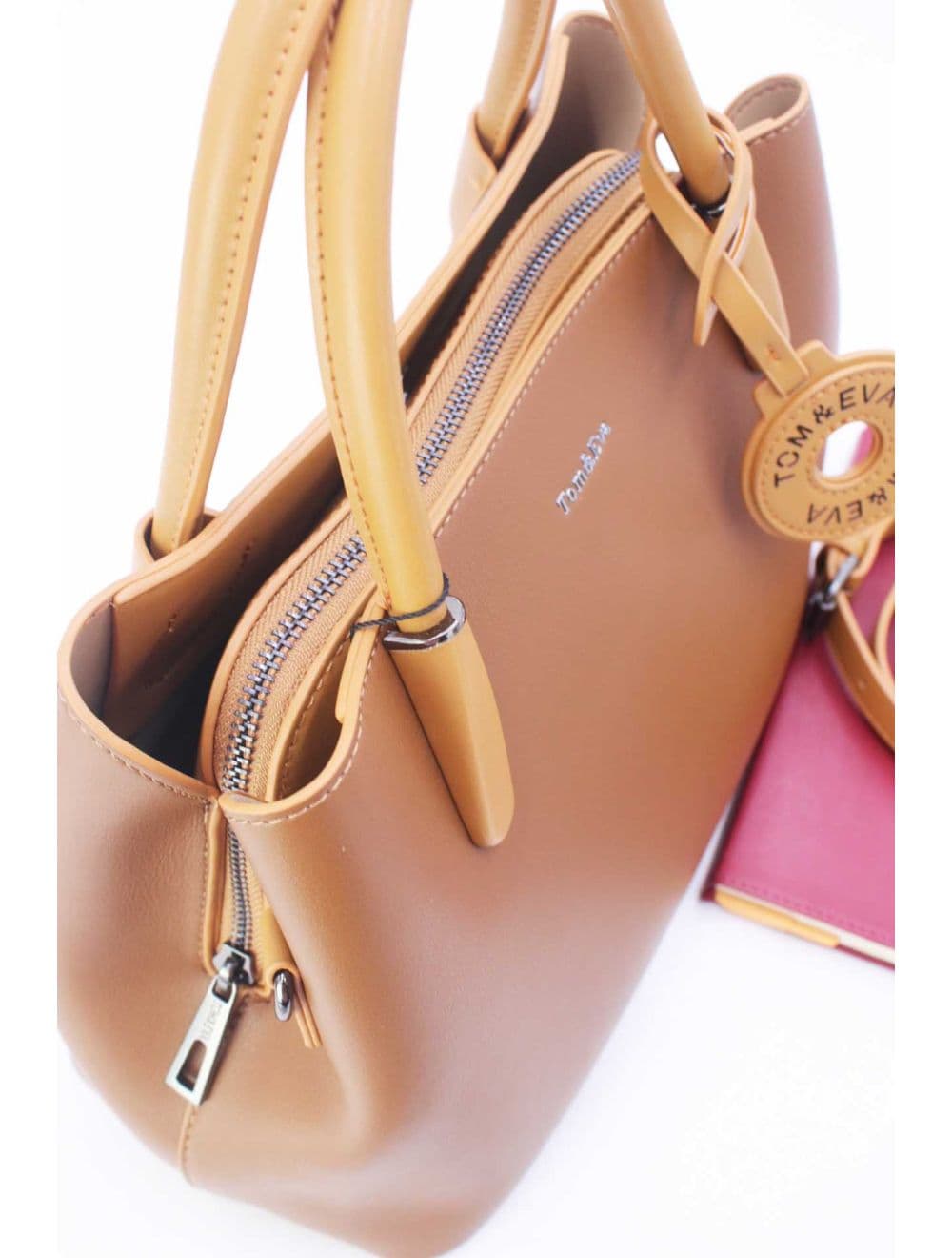 Sac à Main Effet Cuir Lisse Avec Pendentif 25B-6219-Café — vue 5