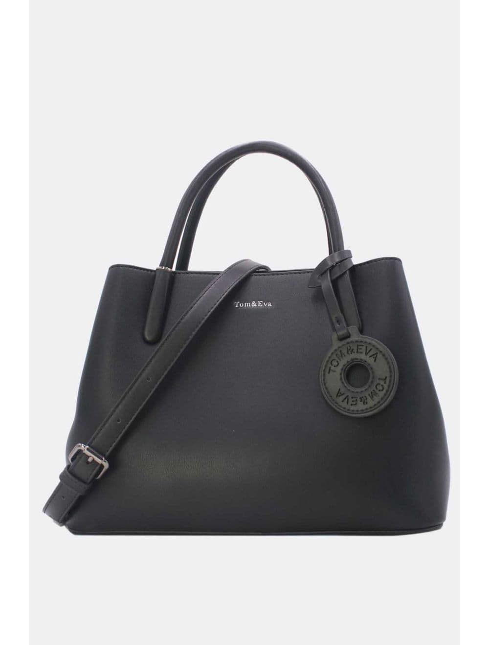 Sac à Main Effet Cuir Lisse Avec Pendentif 25B-6219-Noir