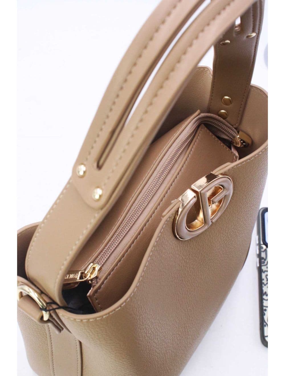 Sac Seau Porté Épaule Effet Cuir Grainé 25P-6162-Kaki — vue 5