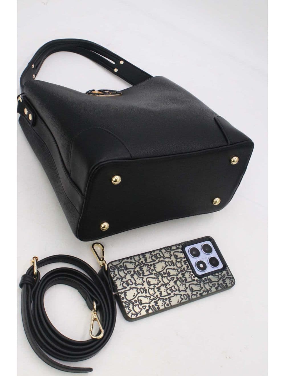 Sac Seau Porté Épaule Effet Cuir Grainé 25P-6162-Noir — vue 4