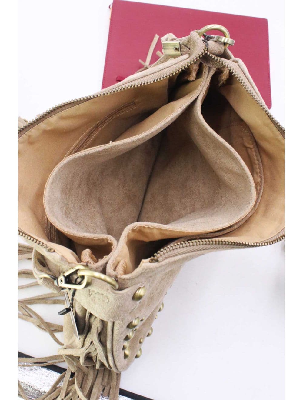 Sac Porté Épaule Velours et Clouté 25B-6178-Bone — vue 5