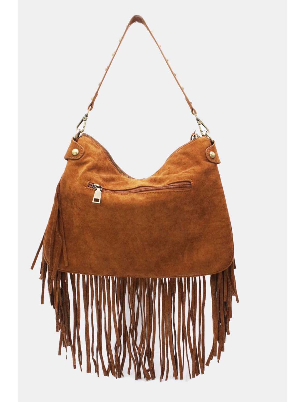 Sac Porté Épaule Velours et Clouté 25B-6178-Marron — vue 3