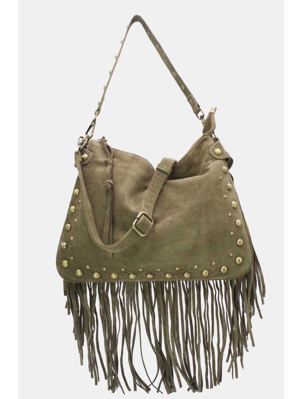 Sac Porté Épaule Velours et Clouté 25B-6178-Vert — vue 2