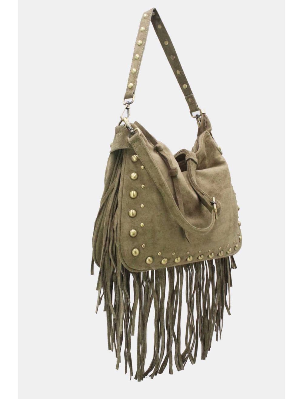 Sac Porté Épaule Velours et Clouté 25B-6178-Vert — vue 3