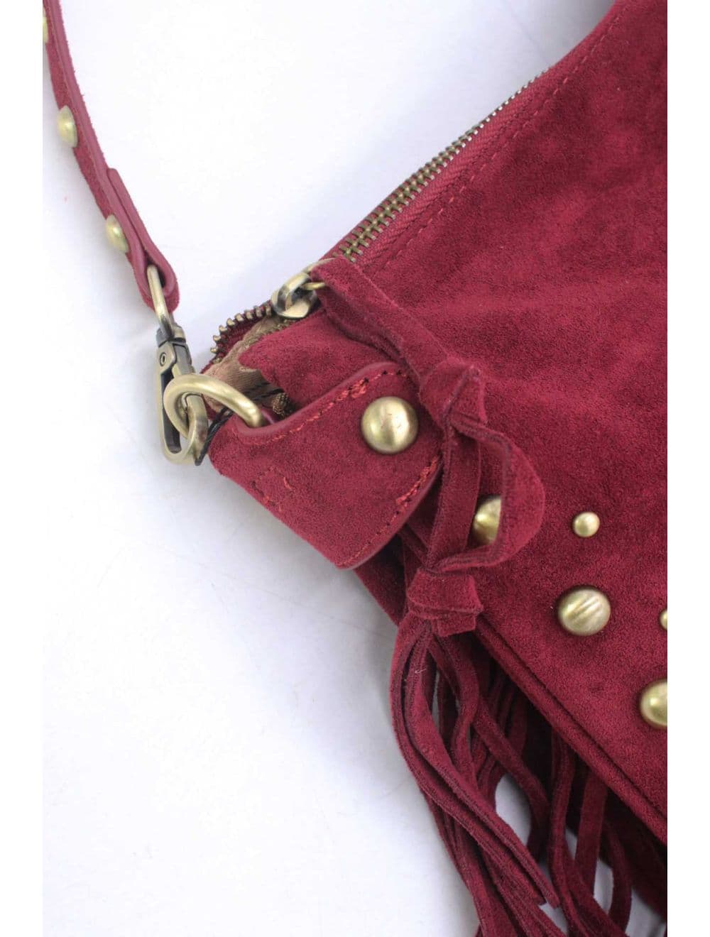 Sac Porté Épaule Velours et Clouté 25B-6178-Rouge
