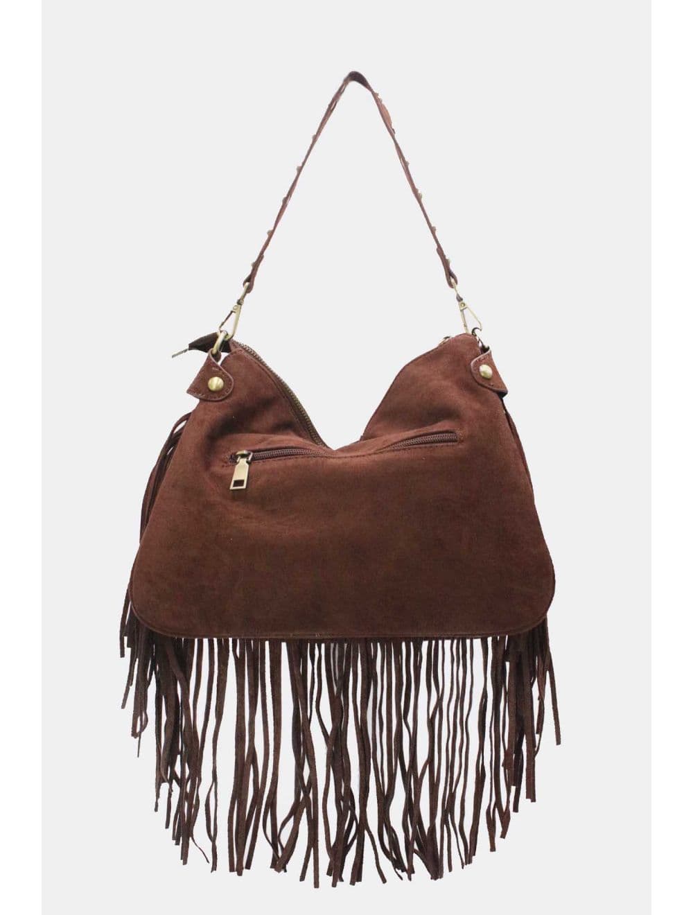 Sac Porté Épaule Velours et Clouté 25B-6178-Café — vue 3